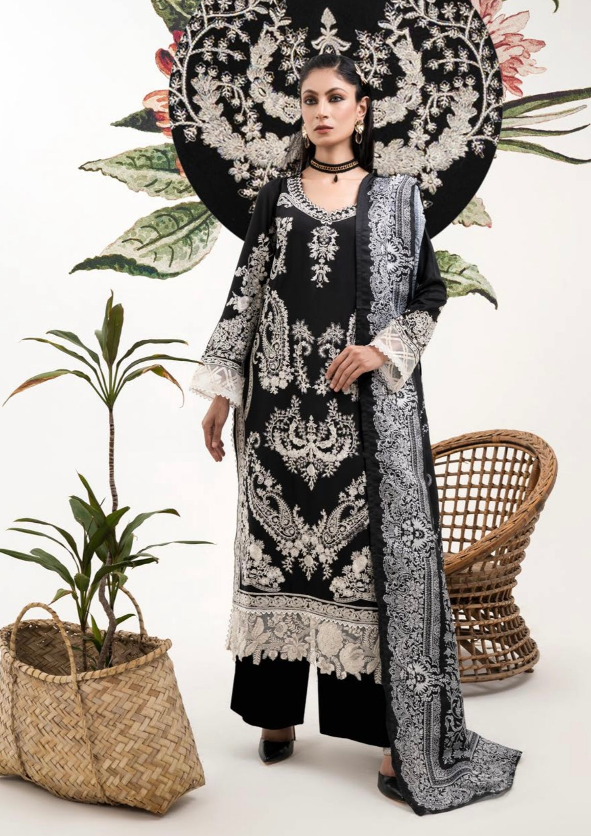 SIMRANS |SANA SAFINA DIGITAL EMBROIDERED LINEN 3PC READYMADE | ARTICLE-02