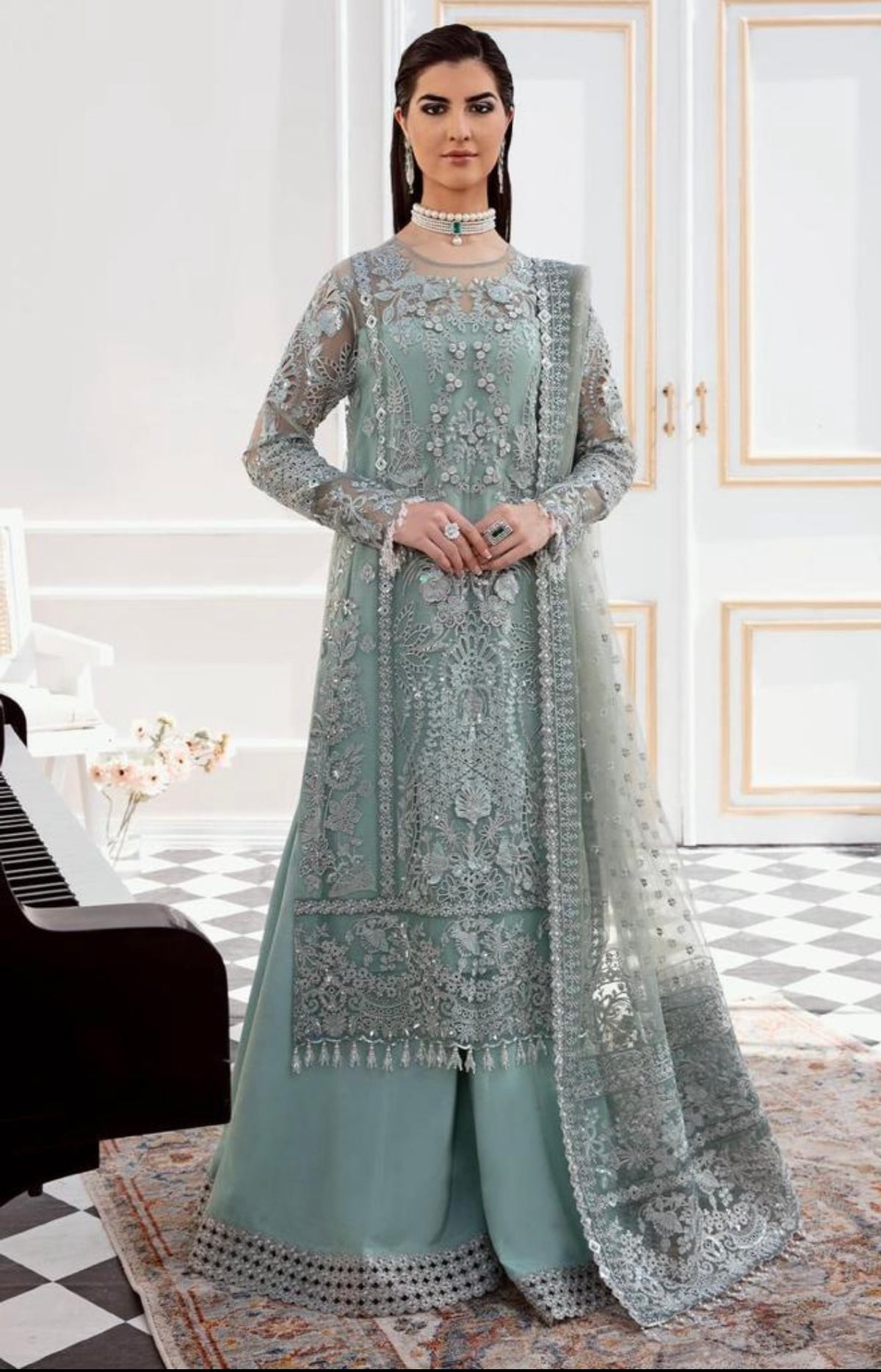 MB INSPIRED BY SIMRANS EMBROIDERED CHIFFON READYMADE MBCR:308