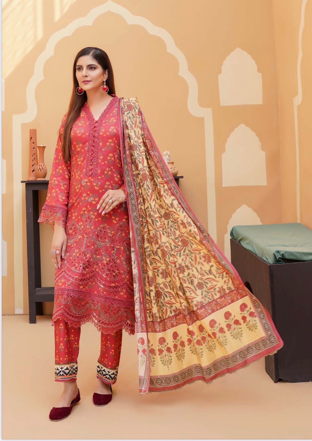 MUNIRA | EMBROIDERED DHANAK READYMADE | MHL08