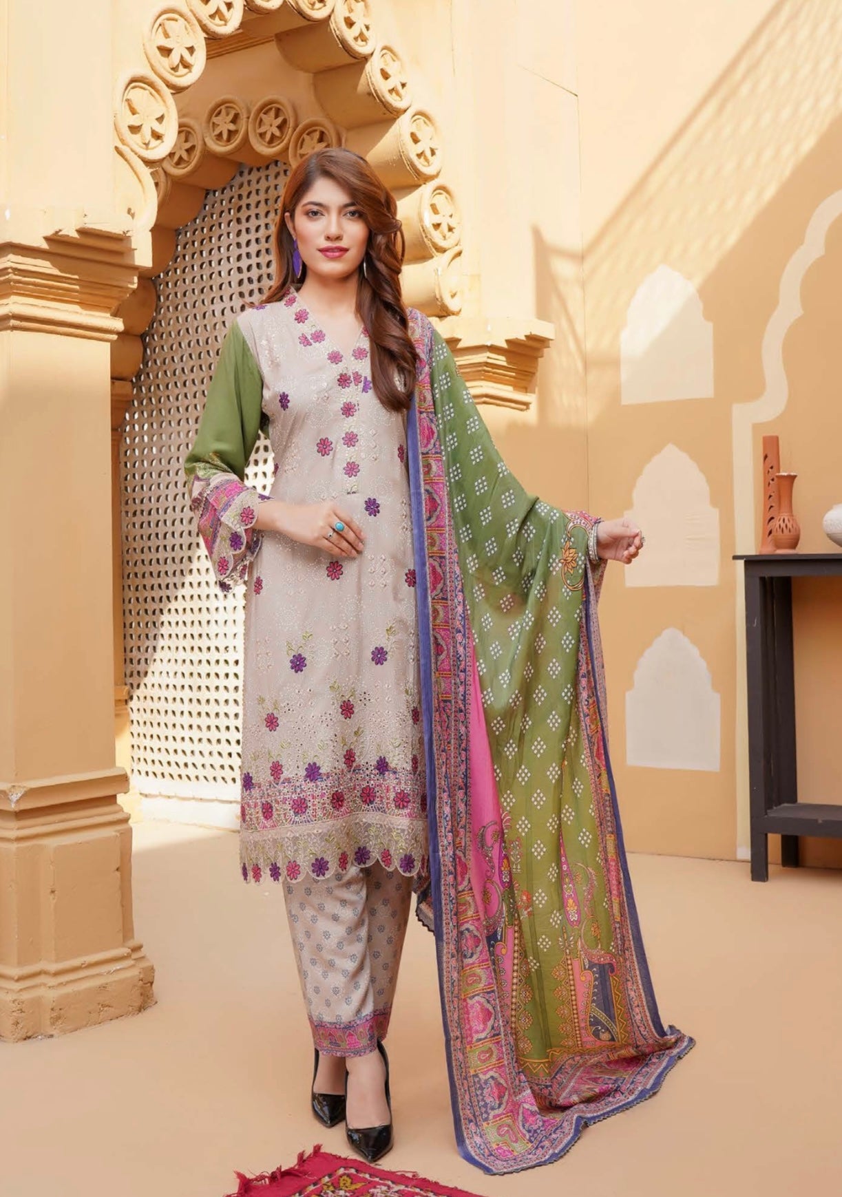 MUNIRA | EMBROIDERED DHANAK READYMADE | MHL09