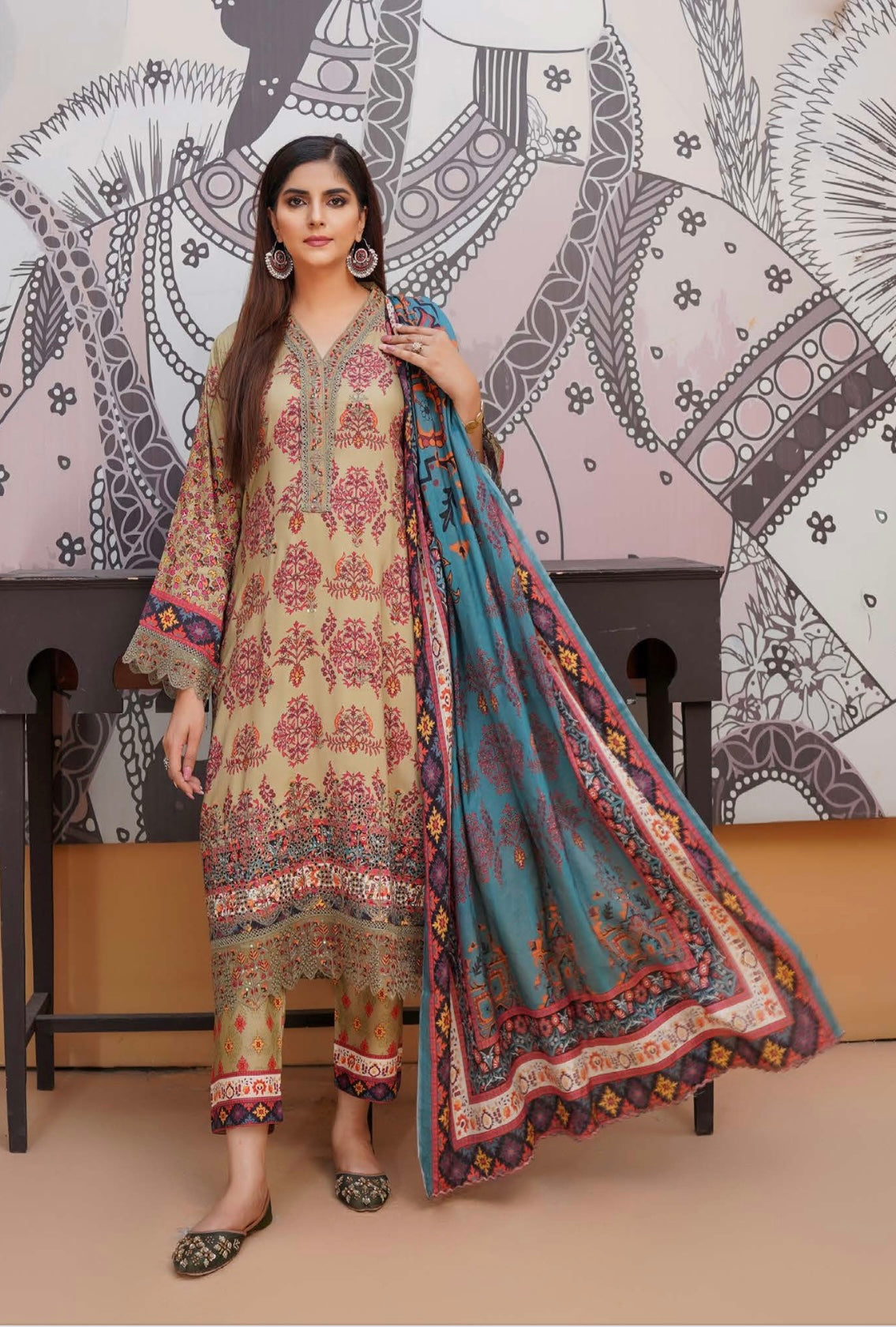 MUNIRA | EMBROIDERED DHANAK READYMADE | MHL012