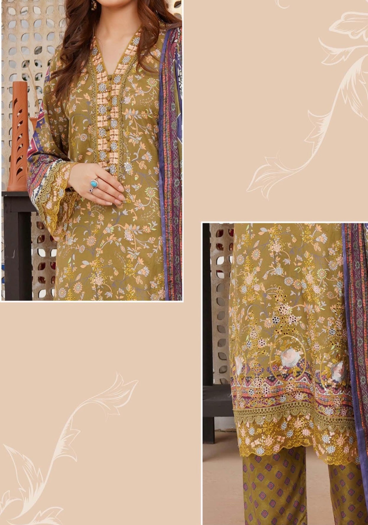 MUNIRA | EMBROIDERED DHANAK READYMADE | MHL013