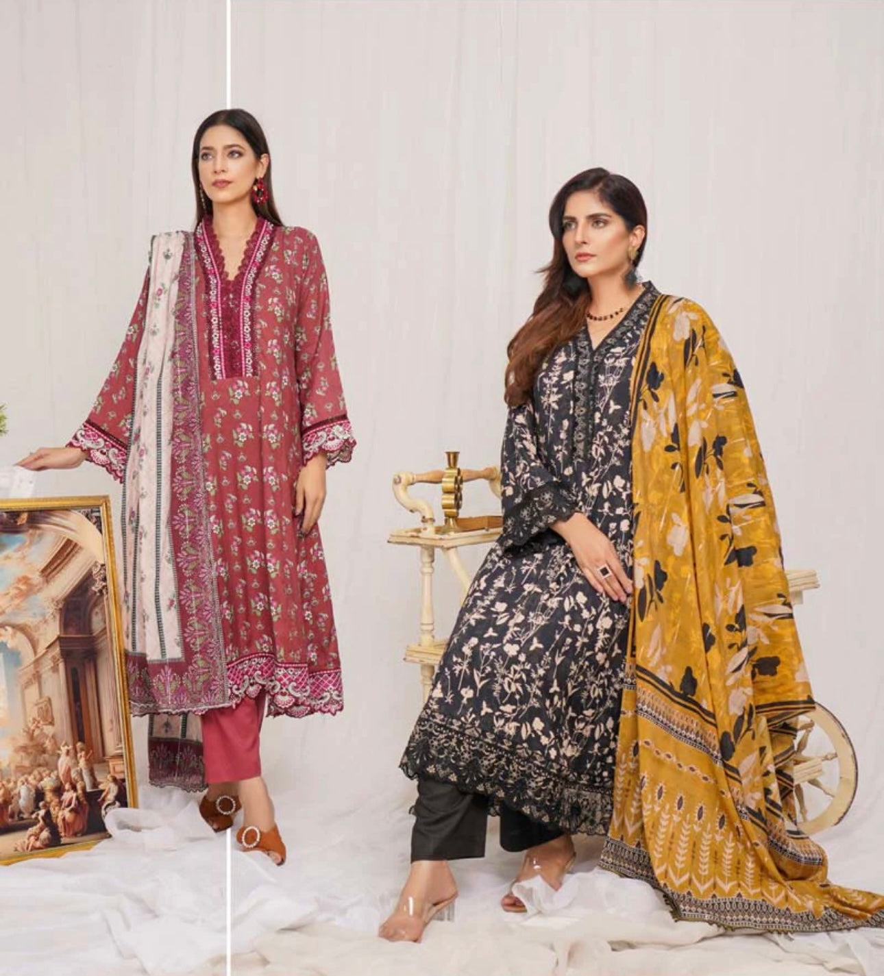 Munira Digital Print Linen readymade Outfit with Barosia Dupatta MSL6