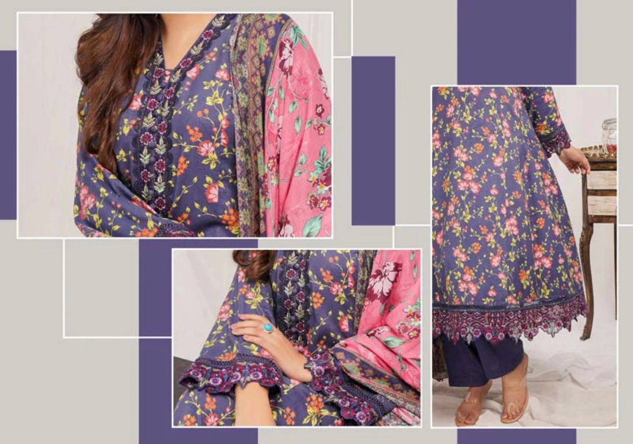 Munira Digital Print Linen readymade Outfit with Barosia Dupatta MSL4