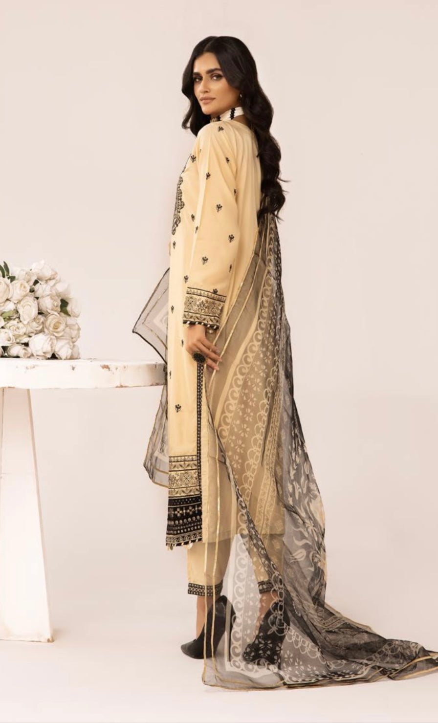 SIMRANS Muskari Embroidered Cream 3PC Readymade SIMM0201