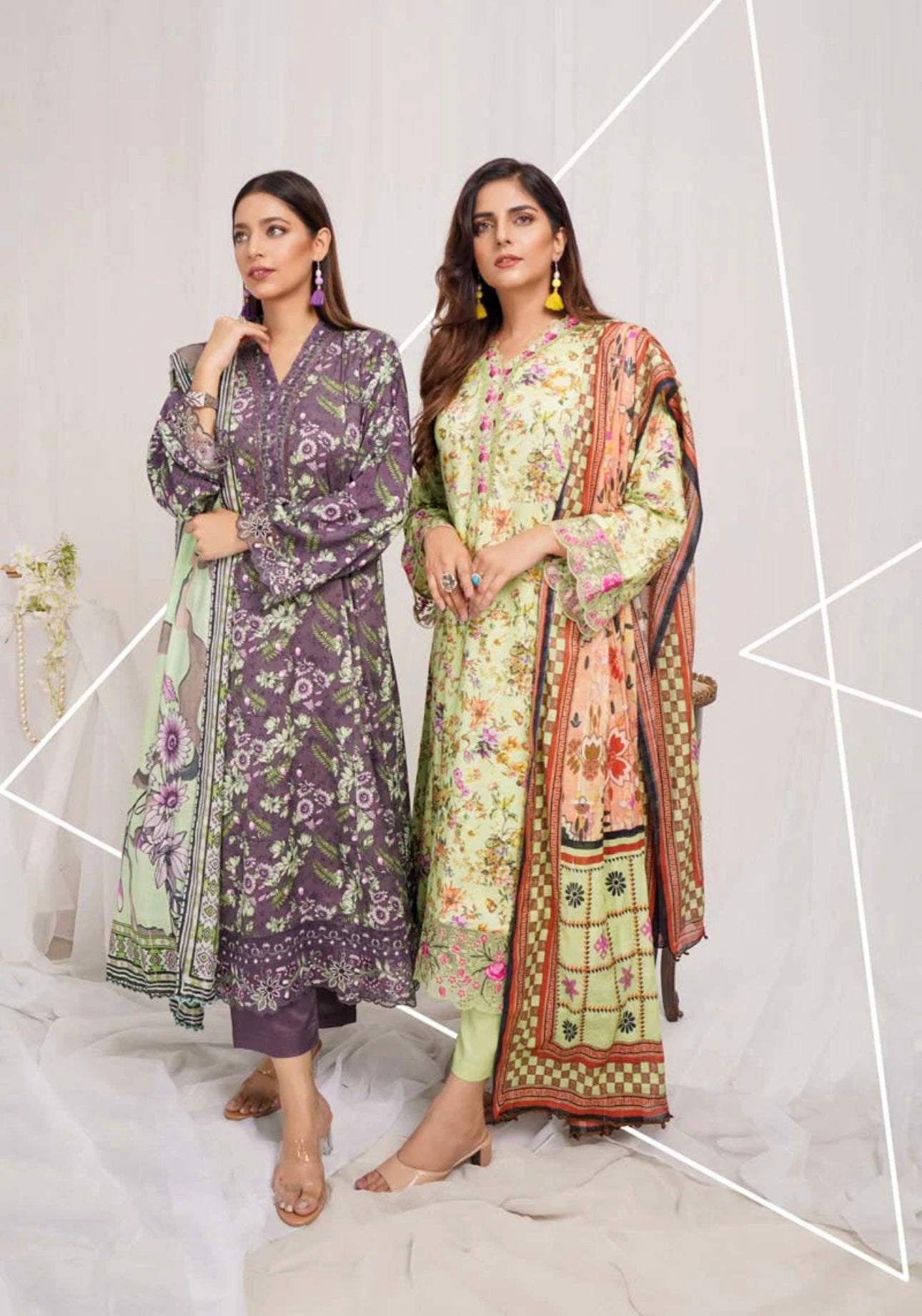 Munira Digital Print Linen readymade Outfit with Barosia Dupatta MSL2