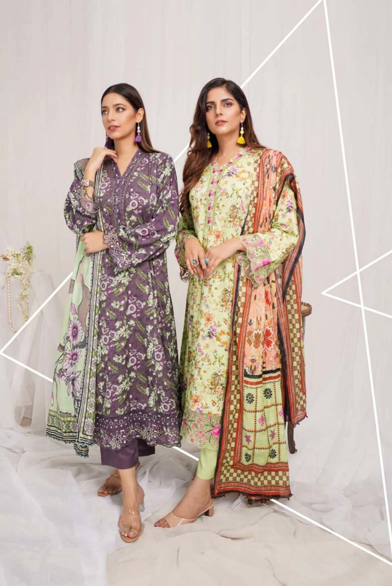 Munira Digital Print Linen readymade Outfit with Barosia Dupatta MSL1