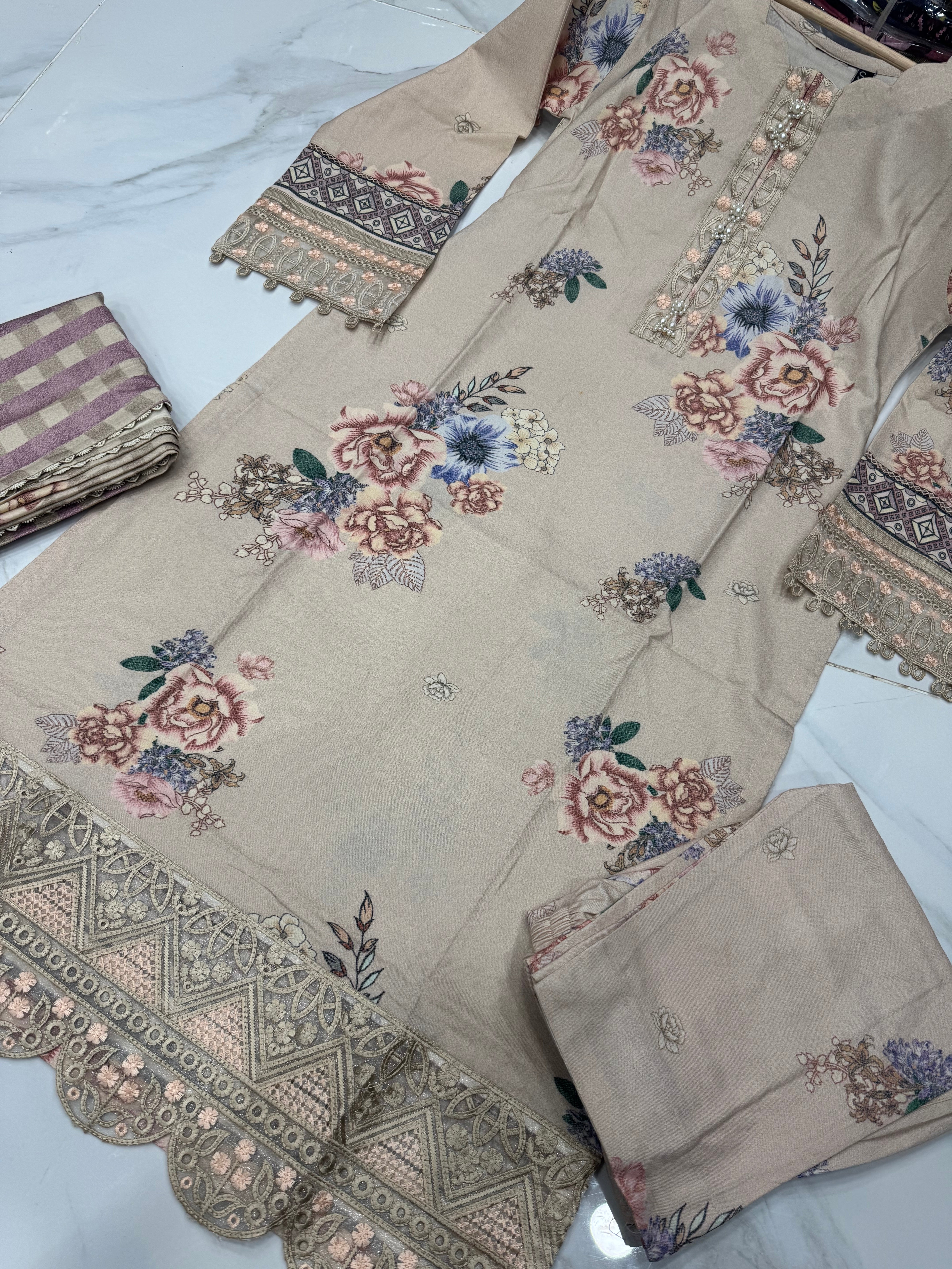 NISHAT EMBROIDERED DHANAK 3PC READYMADE | NDR206