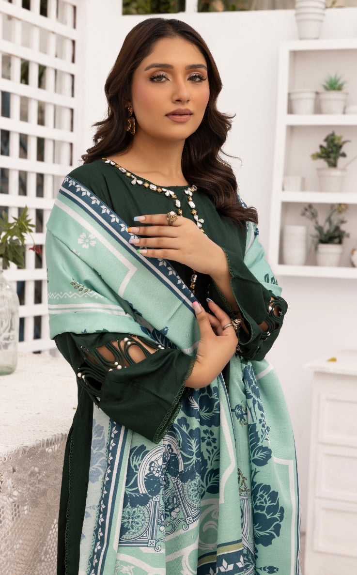 SIMRANS NAKHRA 3 Piece Dhanak readymade Suit with Digital Wool Shawl DSS02