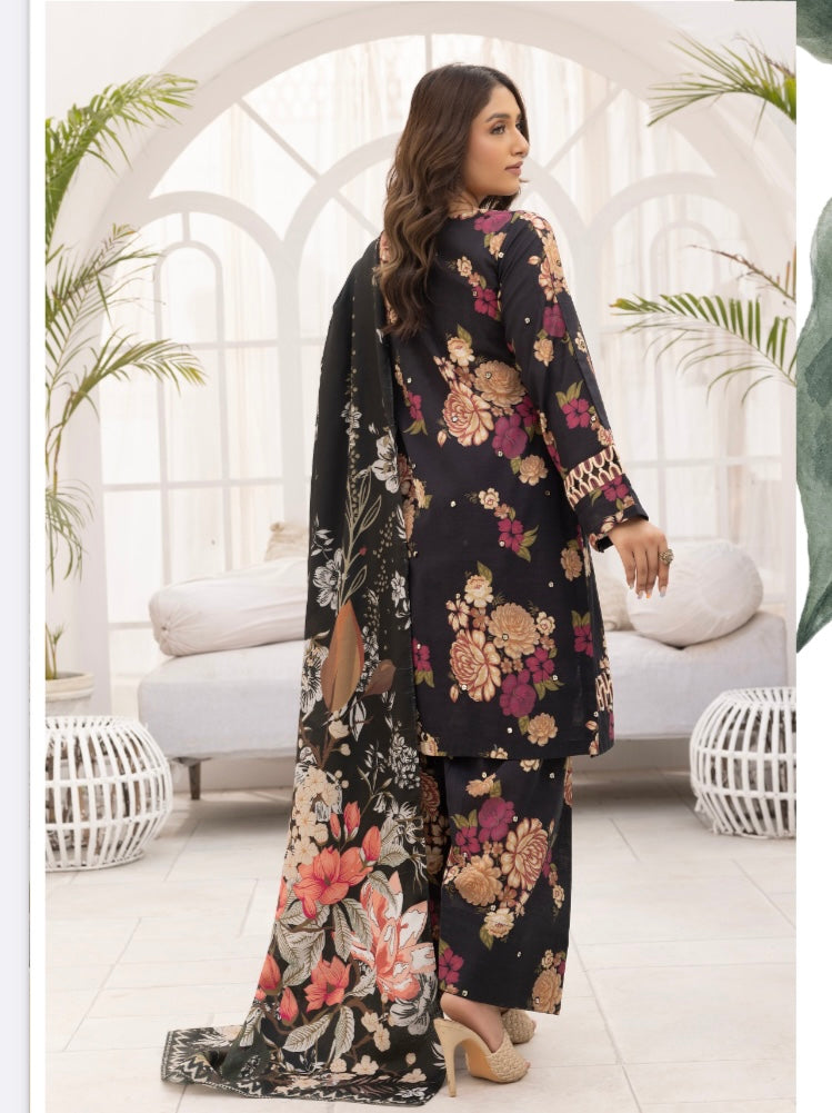 SIMRANS BLISS SEQUENCE PRINTED KHADAR 3PC READYMADE |SBK004|