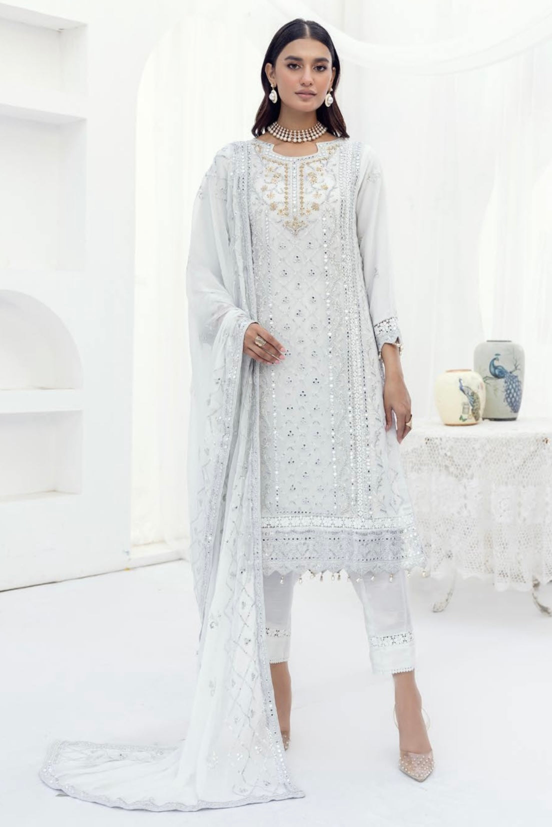 SIMRANS NAKHRA EMBROIDERED LUXURY CHIFFON ICE BLUE 3PC READYMADE SNC427