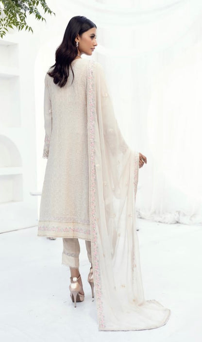 SIMRANS NAKHRA EMBROIDERED LUXURY CHIFFON BEIGE 3PC READYMADE SNC425