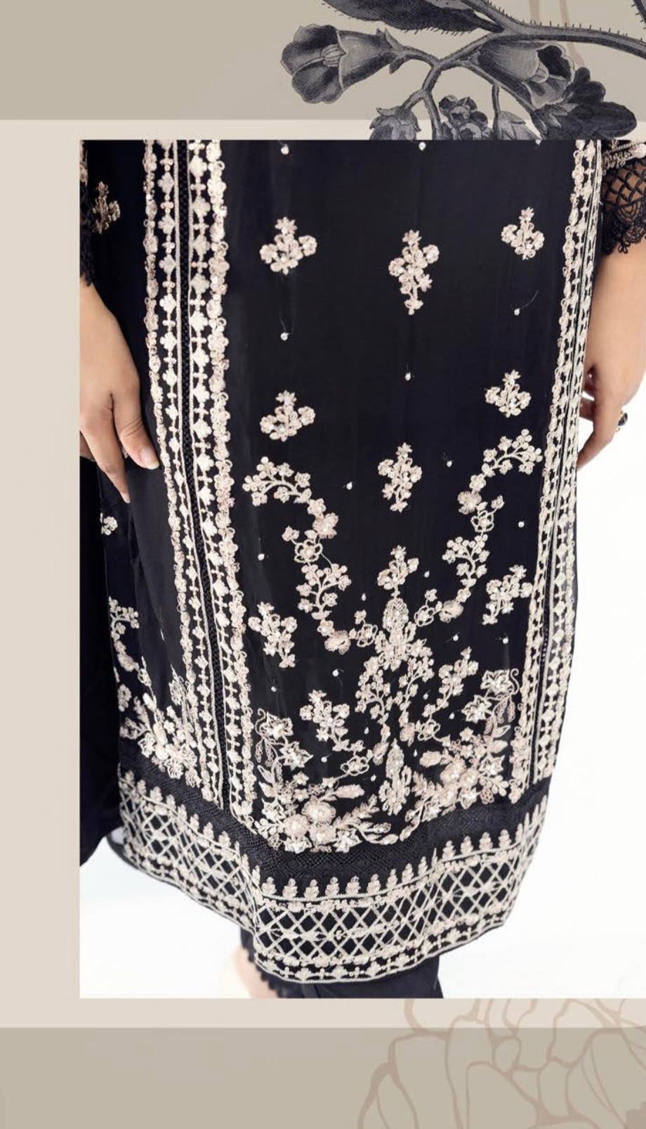 SIMRANS NAKHRA EMBROIDERED LUXURY CHIFFON BLACK 3PC READYMADE SNC424