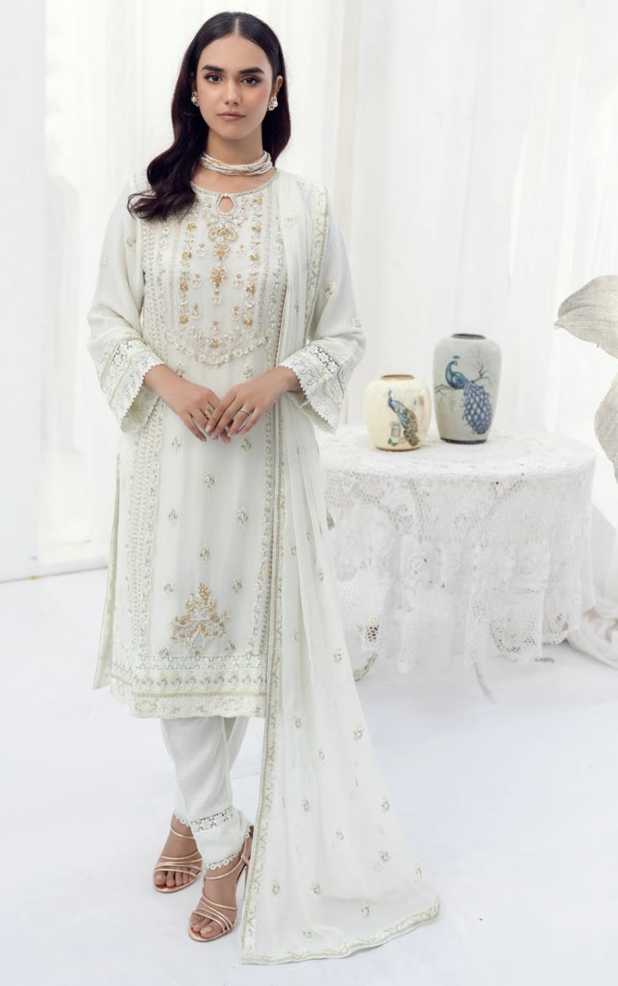 SIMRANS NAKHRA EMBROIDERED LUXURY CHIFFON MINT 3PC READYMADE SNC422