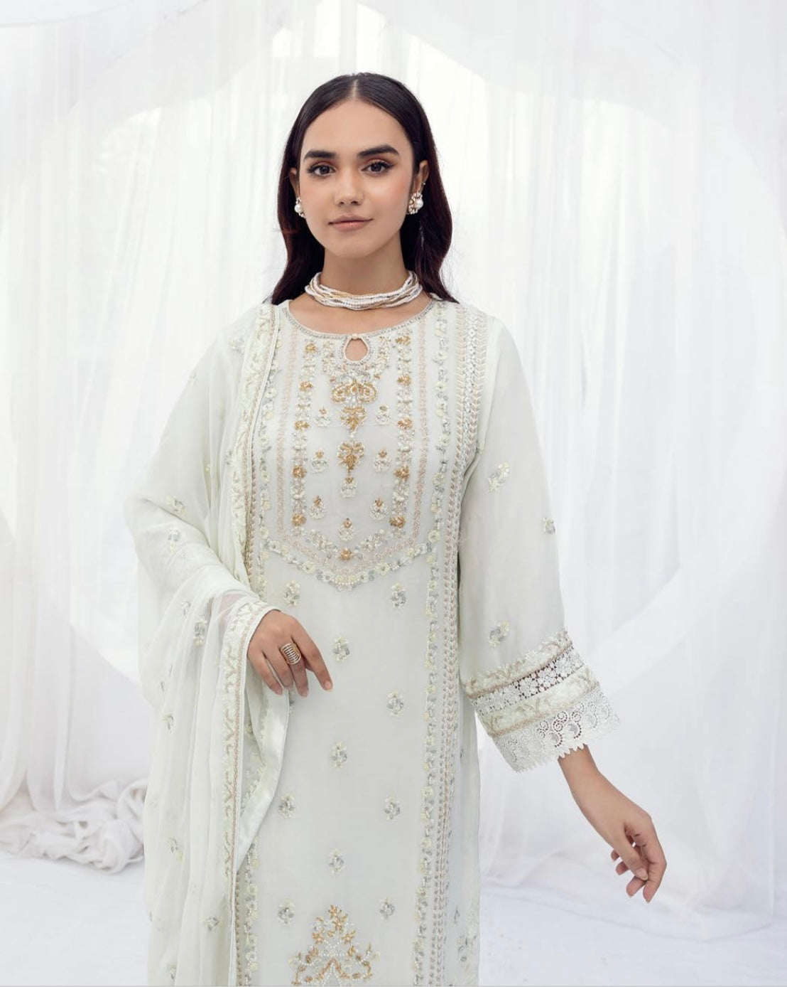 SIMRANS NAKHRA EMBROIDERED LUXURY CHIFFON MINT 3PC READYMADE SNC422