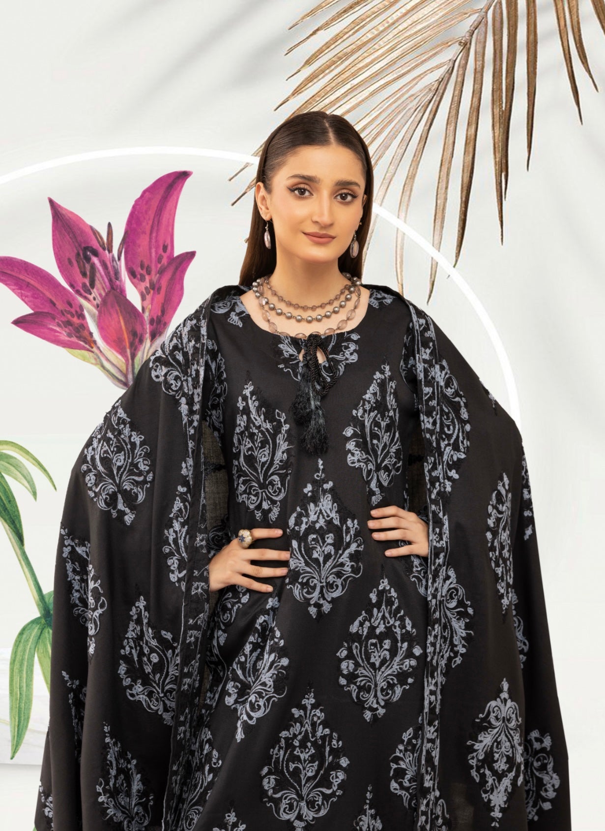 SIMRANS SIGNATURE EMBROIDERED DHANAK SUITS 3PC READYMADE SDR473