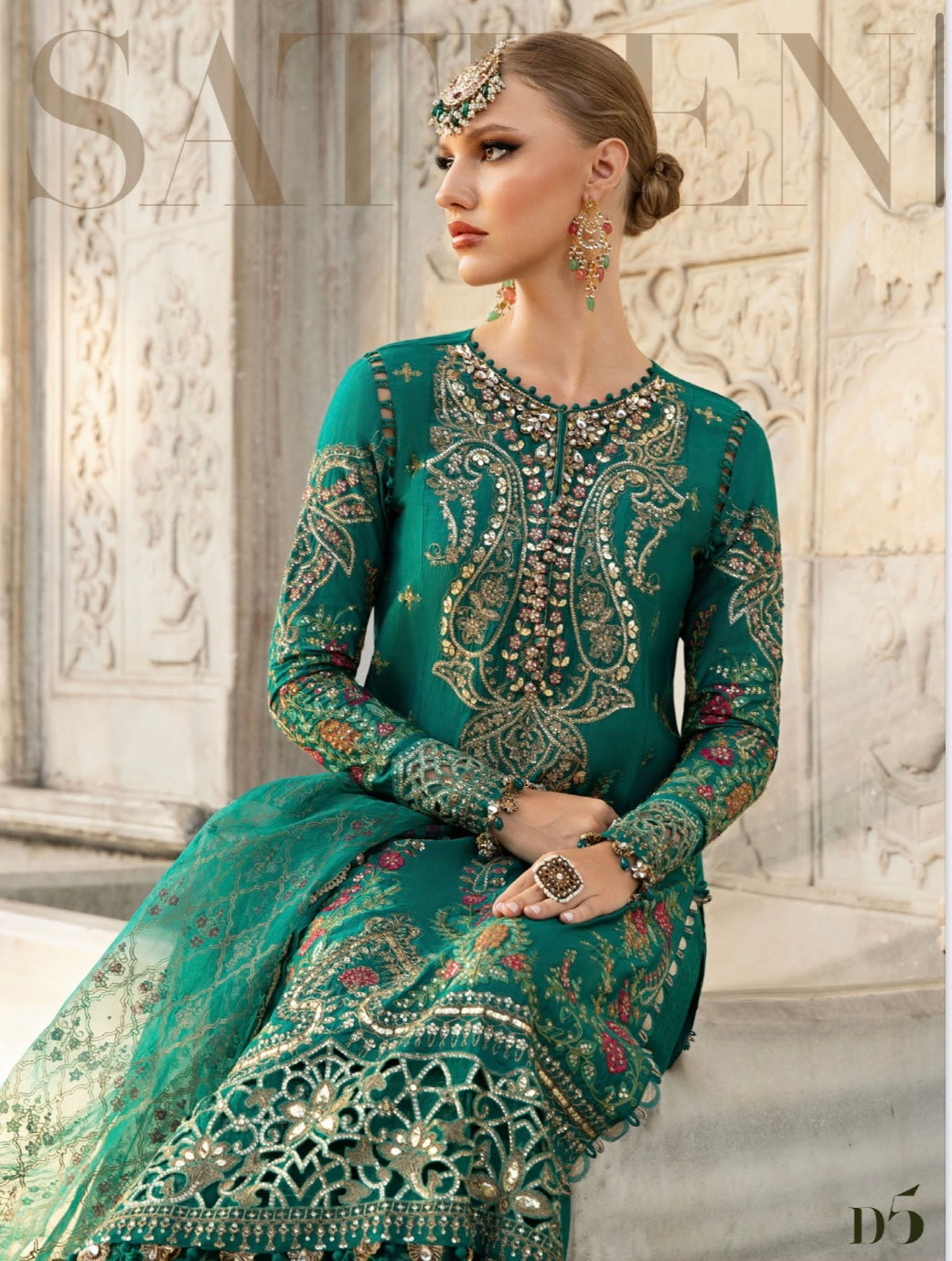 MARIA B sateen 3 Piece Embroidered Cotton Satiny Suit | CSS-805