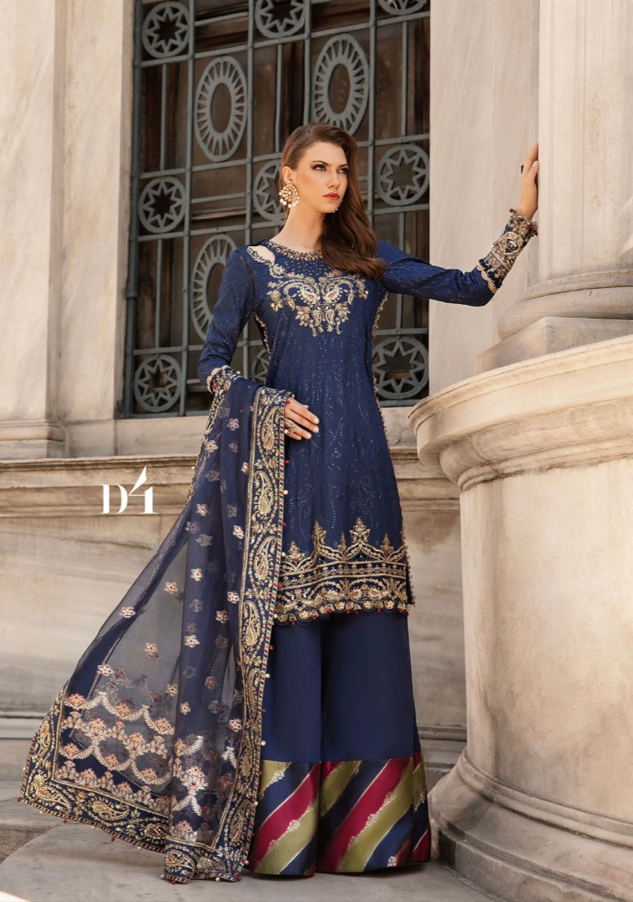 MARIA B sateen 3 Piece Embroidered Cotton Satiny Suit | CSS-804