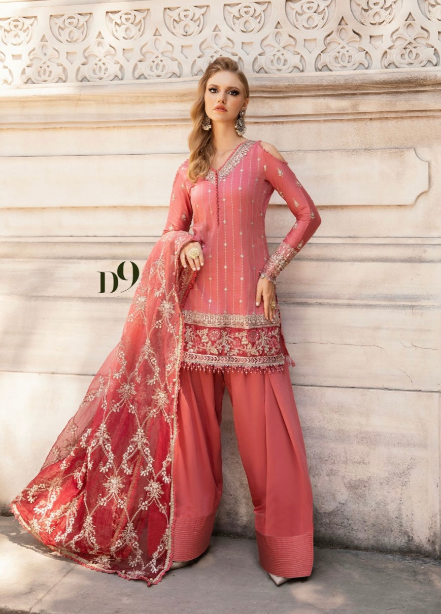 MARIA B sateen 3 Piece Embroidered Cotton Satiny Suit | CSS-809