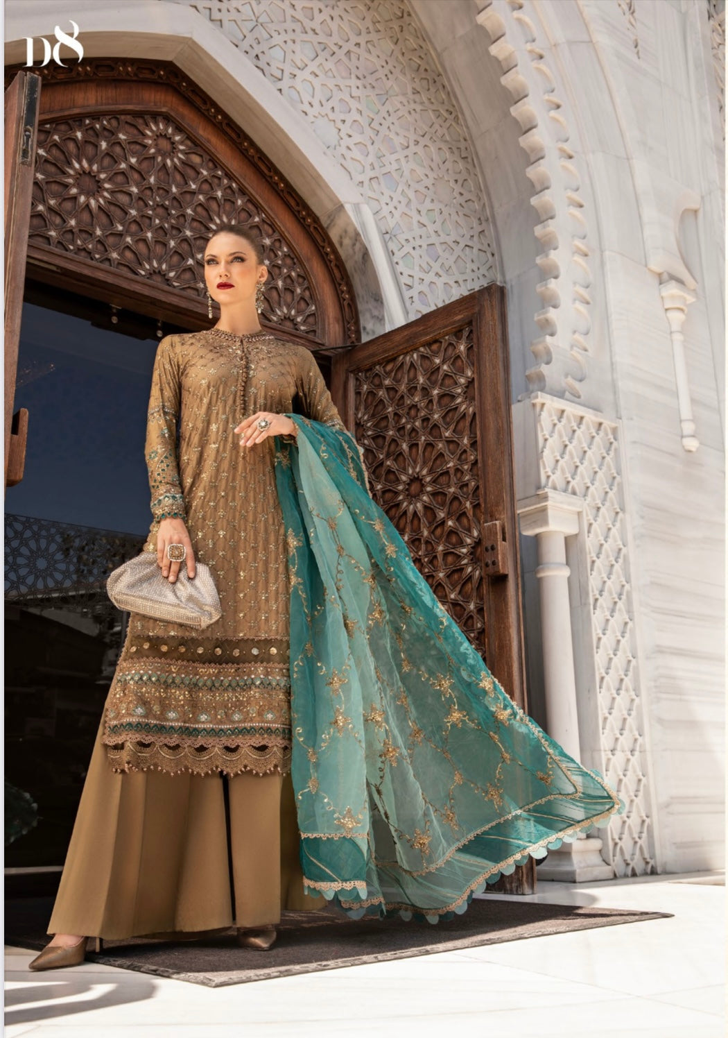 MARIA B sateen 3 Piece Embroidered Cotton Satiny Suit | CSS-808