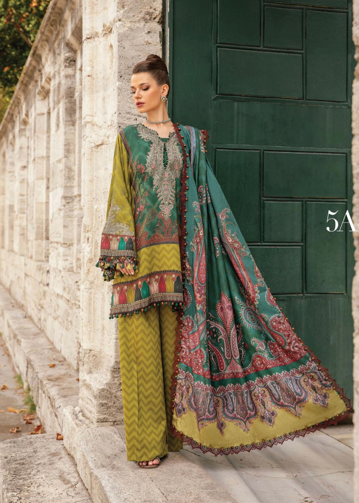 MARIA B Original 3 Piece Unstitched Printed linen Suit | MPT-2307-A