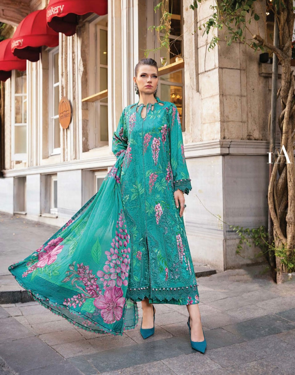 MARIA B Original 3 Piece Unstitched Printed cambric Suit | MPT-2303-A