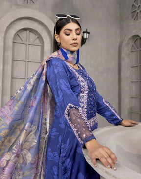 SIMRANS ‘NISA’ | EMBROIDERED LINEN 3PC READYMADE | SM393