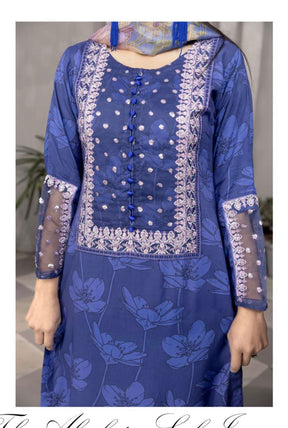 SIMRANS ‘NISA’ | EMBROIDERED LINEN 3PC READYMADE | SM393