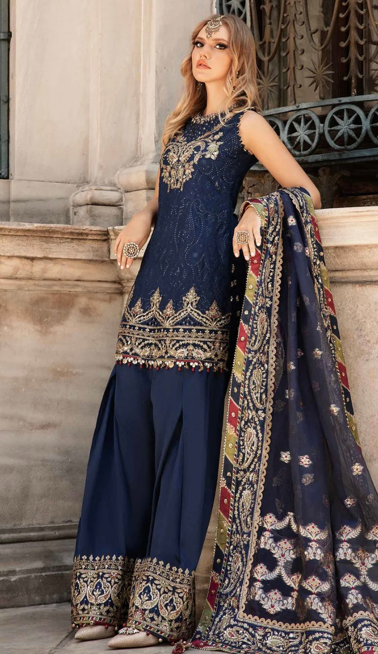 MARIA B sateen 3 Piece Embroidered Cotton Satiny Suit | CSS-804