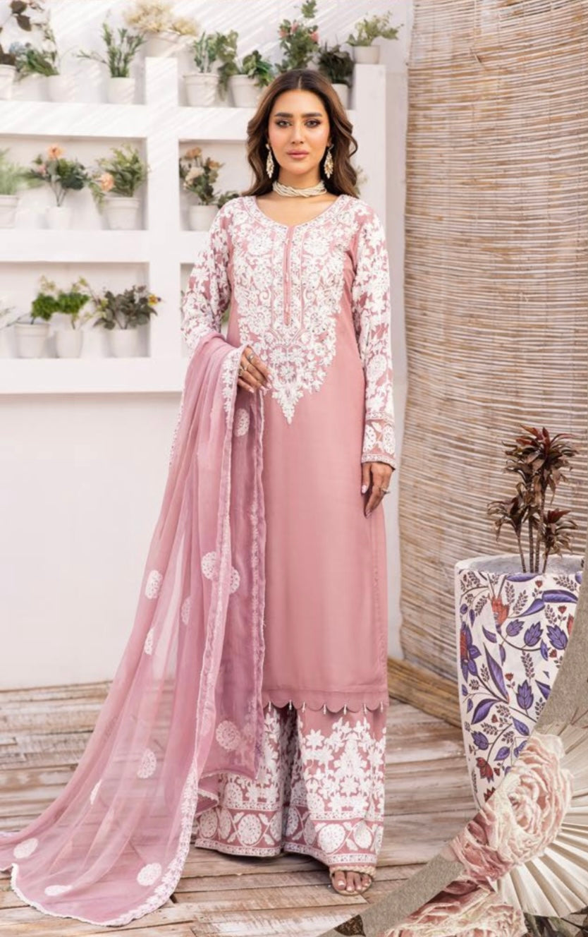SIMRANS ‘YUMNA Z PRET’ | EMBROIDERED LINEN 3PC READYMADE | SM398