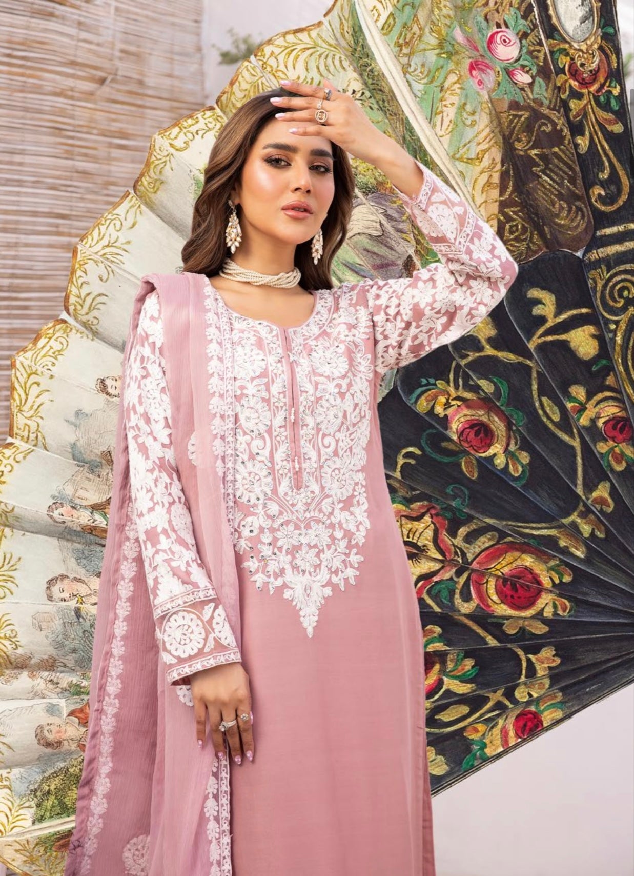 SIMRANS ‘YUMNA Z PRET’ | EMBROIDERED LINEN 3PC READYMADE | SM398