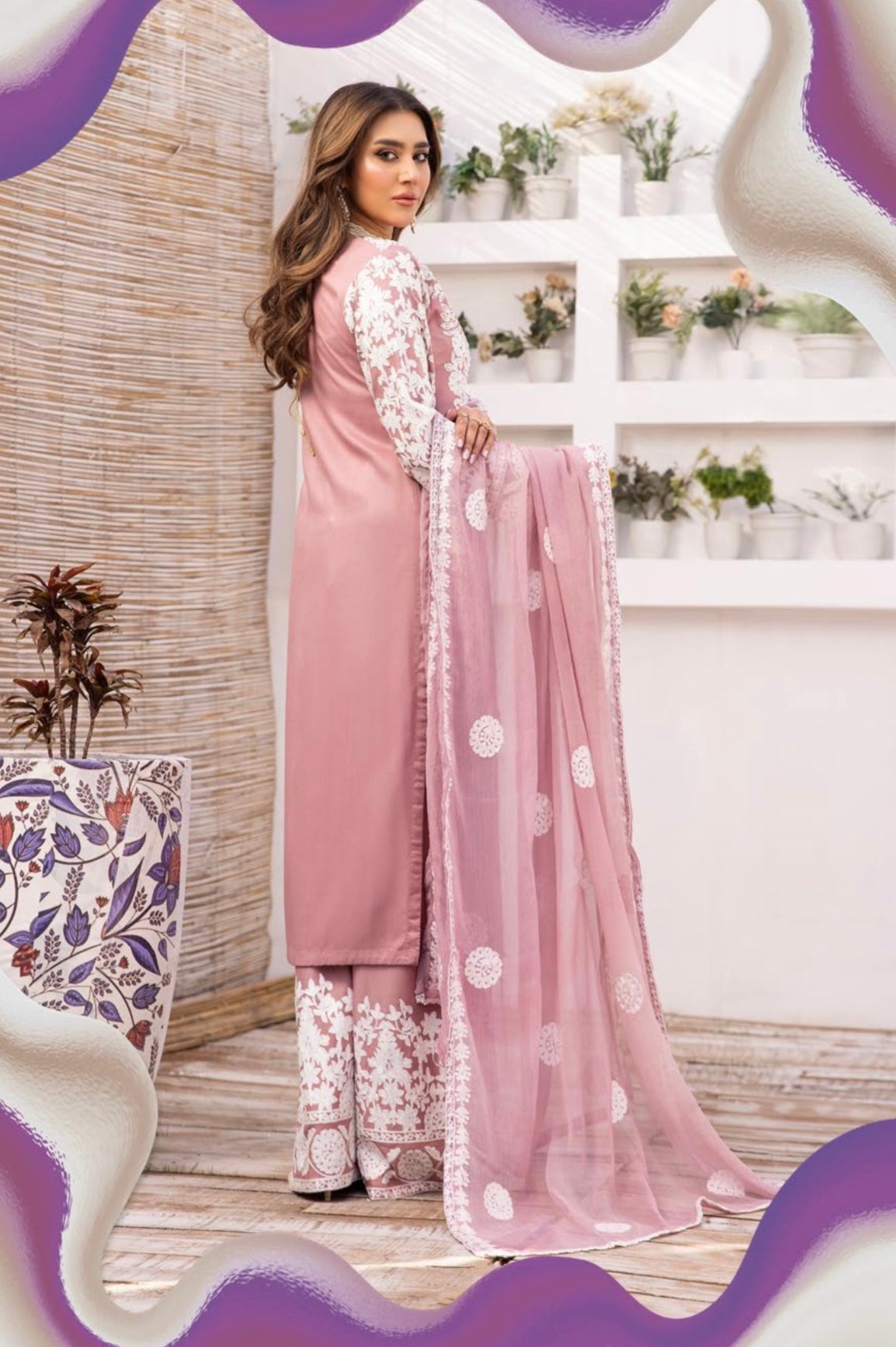 SIMRANS ‘YUMNA Z PRET’ | EMBROIDERED LINEN 3PC READYMADE | SM398