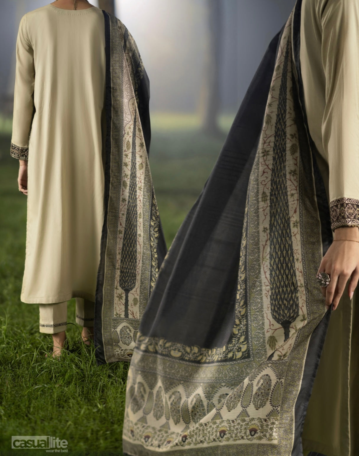 CASUALLITE ‘SHANASAI’ | LUXURY EMBROIDERED LINEN READYMADE | MIRHA SPECIAL- 425