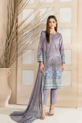 TAWAKKAL 3PC EMBROIDERED LAWN UNSTITCHED AYZEL : 01