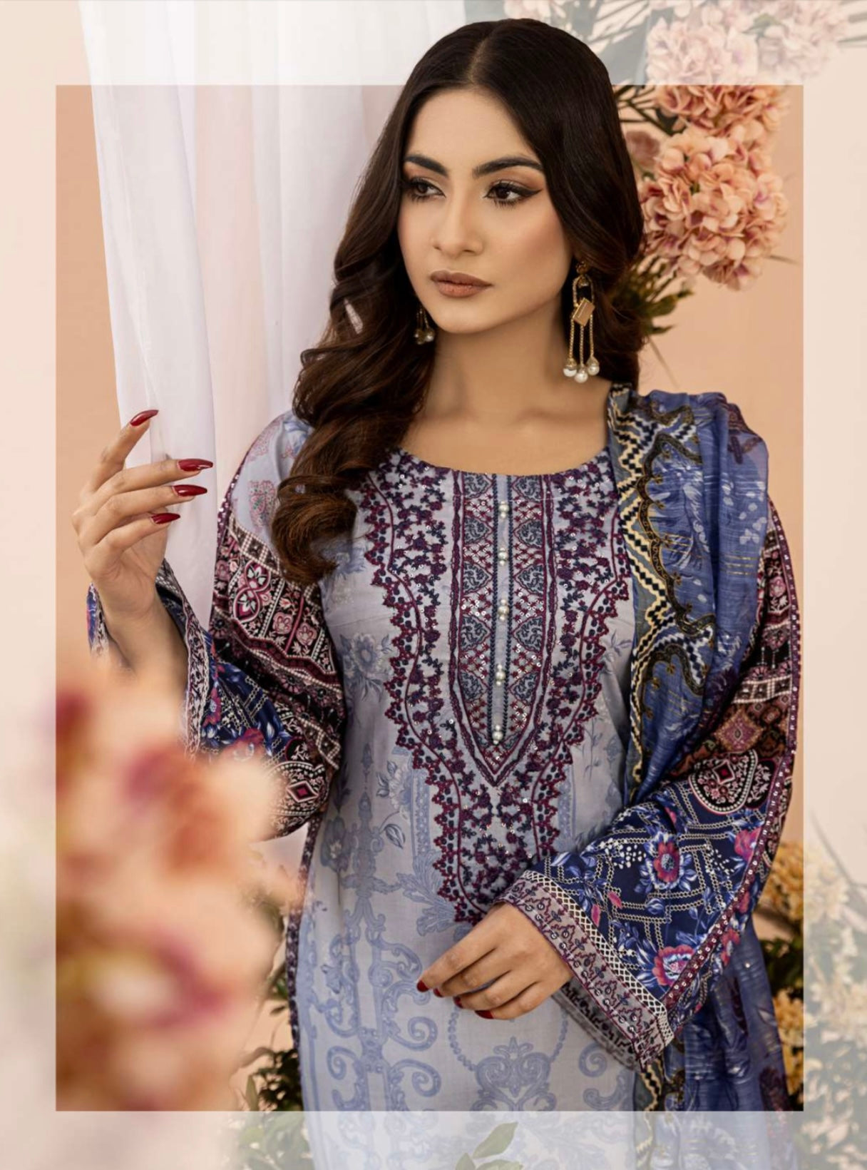 ZOHA BY SIMRANS DIGITAL EMBROIDERED SUiTS 3PC READYMADE- ZBSL-233