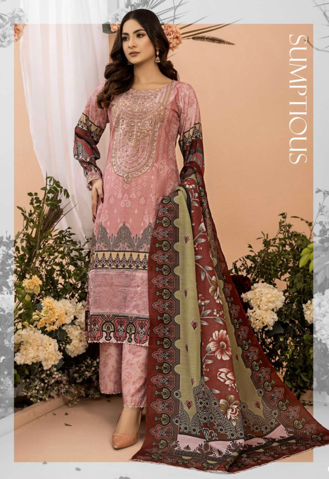 ZOHA BY SIMRANS DIGITAL EMBROIDERED SUiTS 3PC READYMADE- ZBSL-232