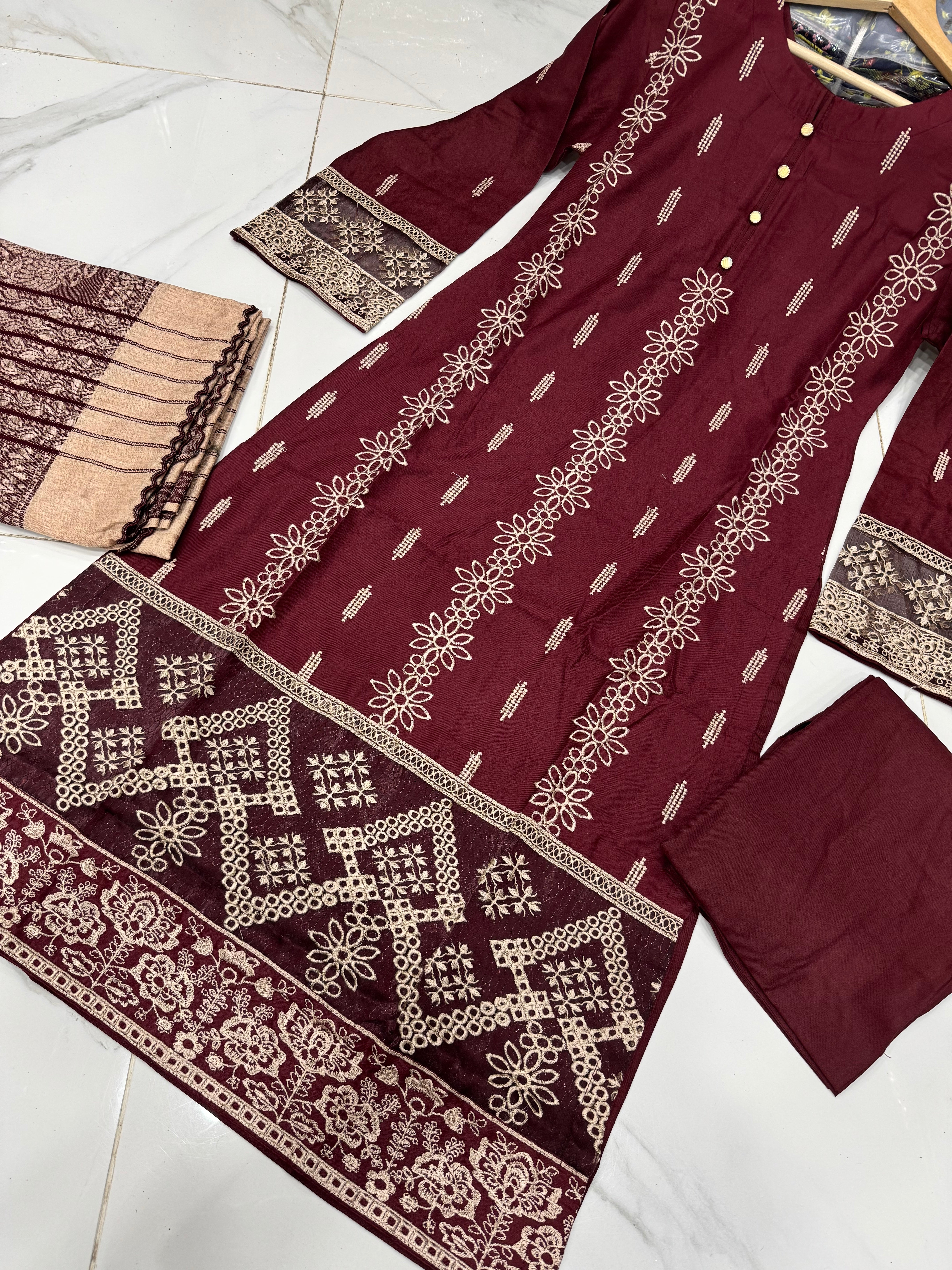 BAREEZE’ | EMBROIDERED DHANAK READYMADE| BDR124