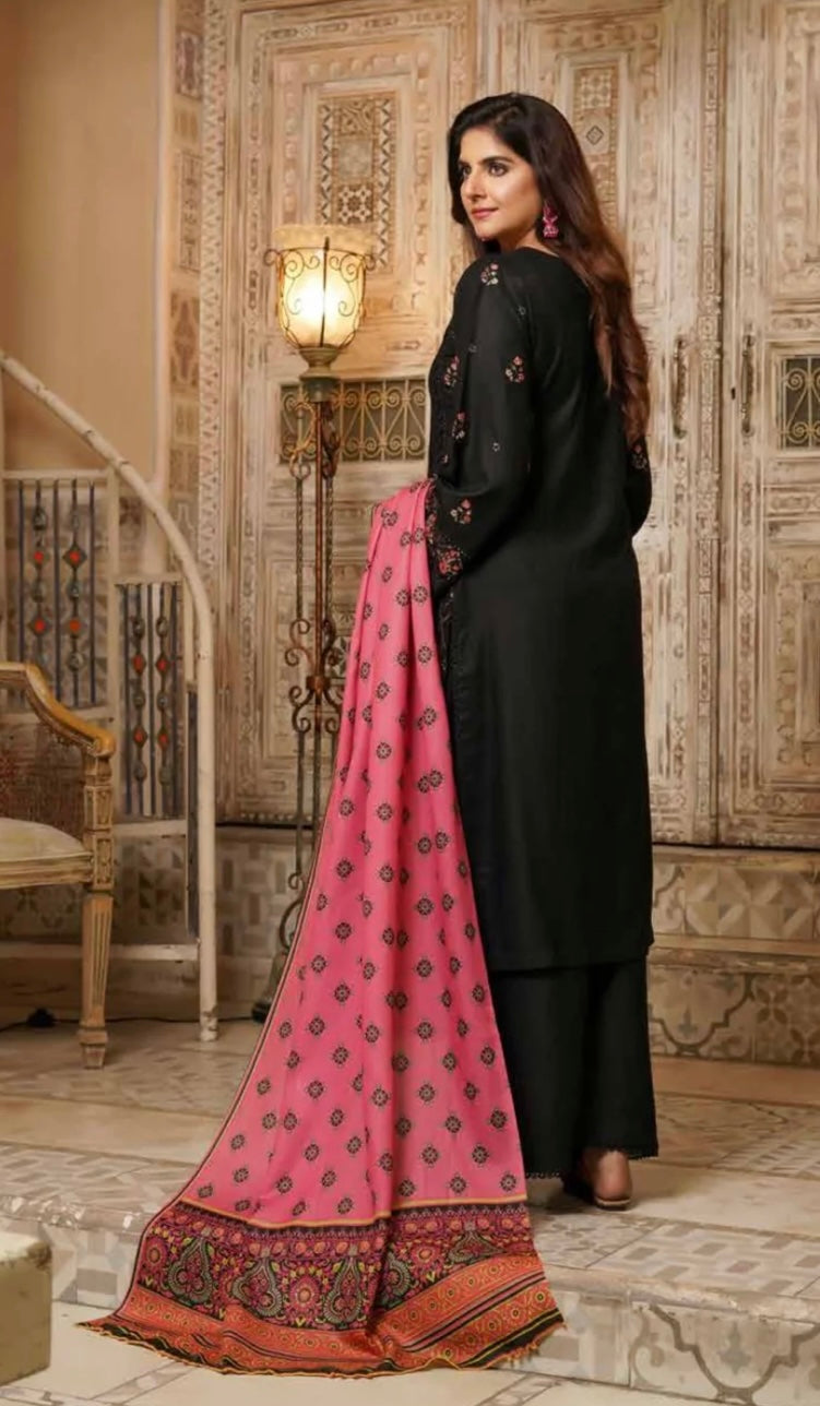 MUNIRA | EMBROIDERED DHANAK WOOL SHAWL READYMADE | MAL06