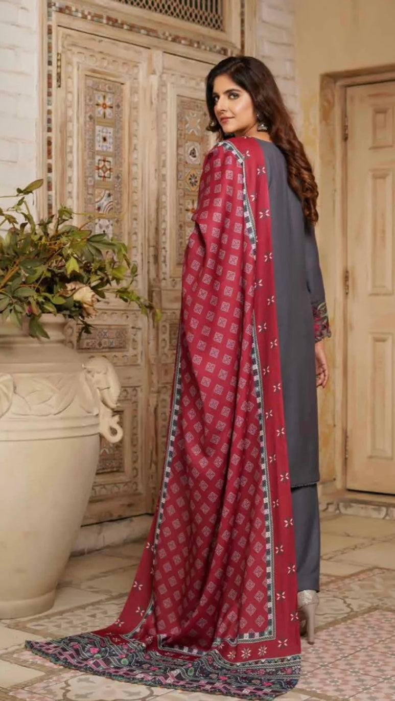 MUNIRA | EMBROIDERED DHANAK WOOL SHAWL READYMADE | MAL03