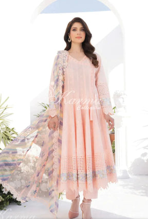 KARMA COLLECTION | EMBROIDERED COTTON READYMADE PEACH | KMA-1342