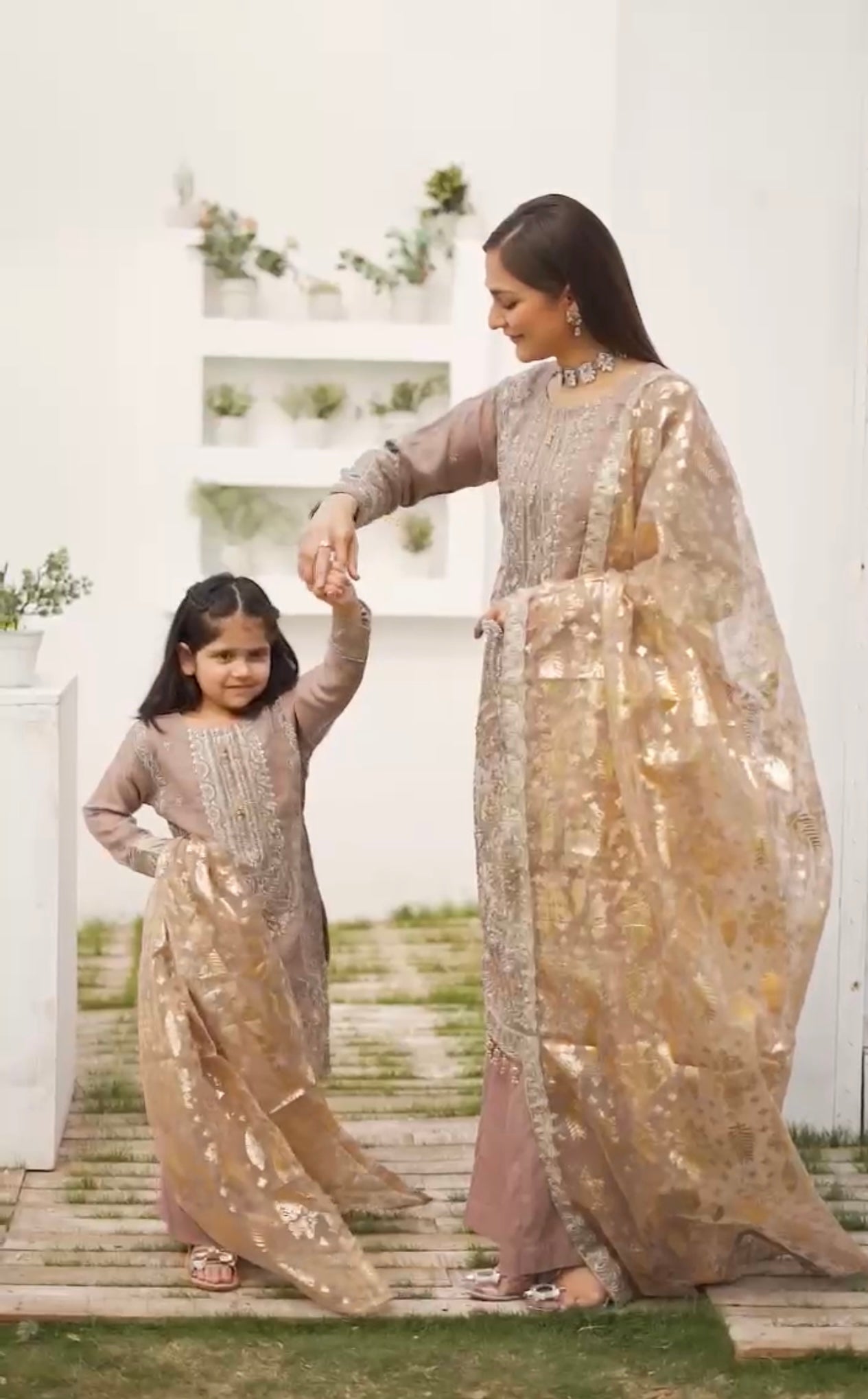 Simrans Organza Mummy & Me Ladies and Kids Eid suit Deepest Mauve