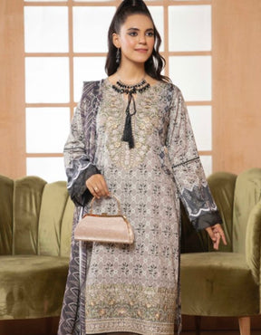 MUNIRA Embroidered Lawn Outfit with Chiffon Dupatta MSL01