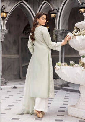 SIMRANS Sana Safinaz Inspired Mint green Chikan Kari Eid Outfit Readymade