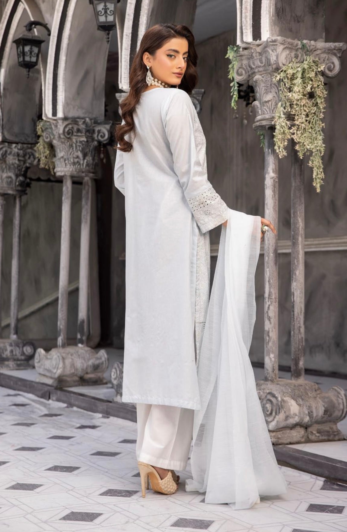 SIMRANS Sana Safinaz Inspired Mint blue Chikan Kari Eid Outfit Readymade