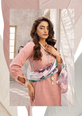 FLORENCE By SIMRANS Cotton collection 3PC cutwork embroidered readymade suit Peach