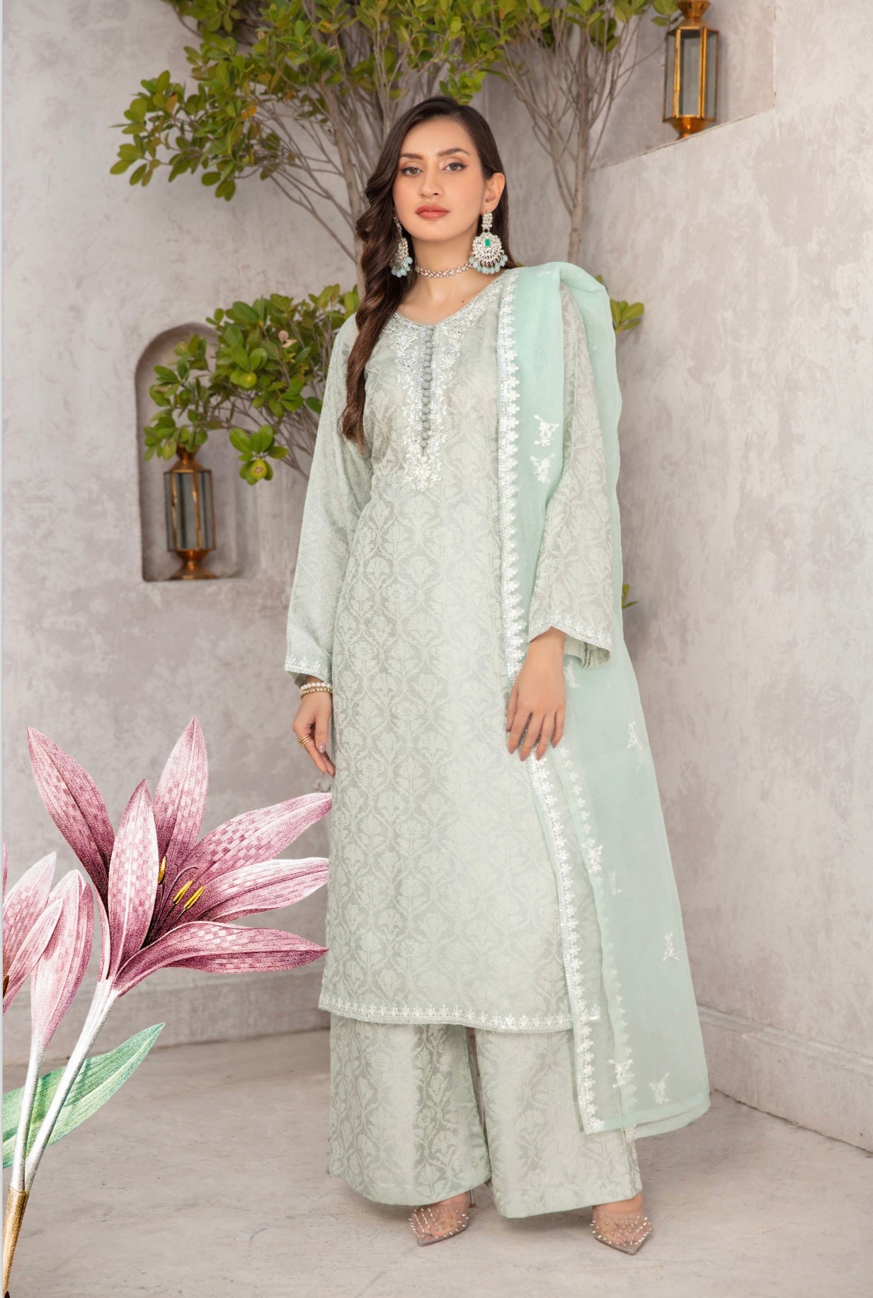 SIMONIE JACQUARD BY SIMRANS MUMMY & ME/kids MINT GREEN READYMADE