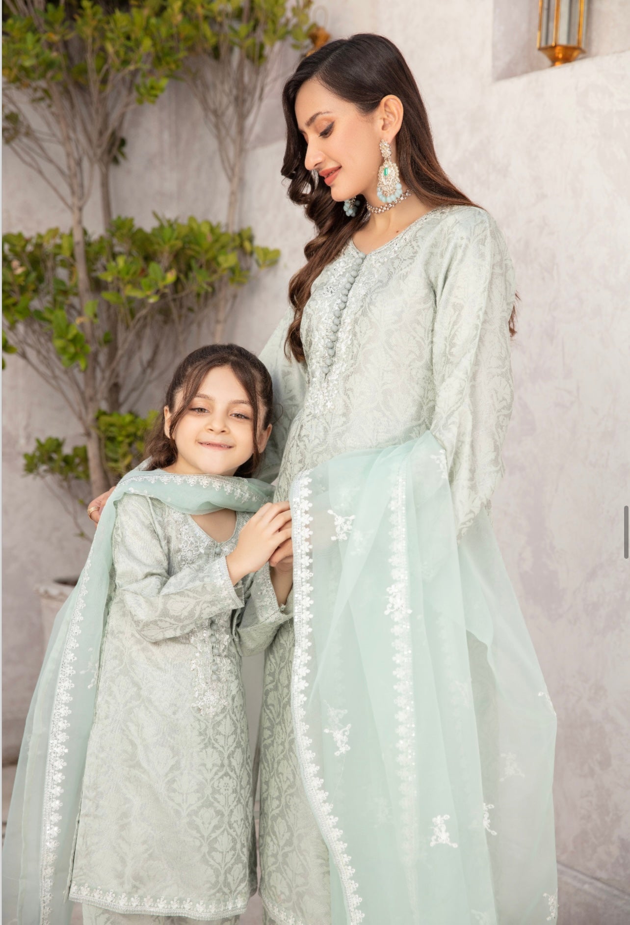 SIMONIE JACQUARD BY SIMRANS MUMMY & ME/kids MINT GREEN READYMADE