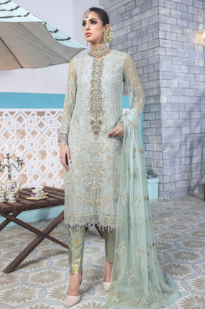 SIMRANS Erica chiffon 3 piece embroidered morning mist suit in light sea green MORNING-MIST-LIGHTSEAGREEN