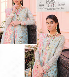 Mashq by Simrans chiffon 3 piece premium embroidered collection in seagreen