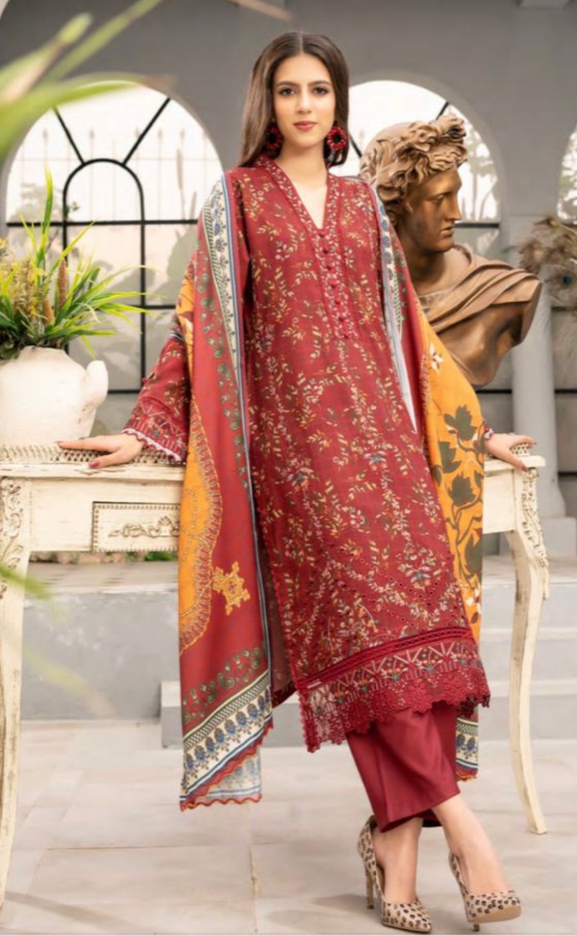 MUNIRA | EMBROIDERED DHANAK WOOL SHAWL READYMADE | MBL02